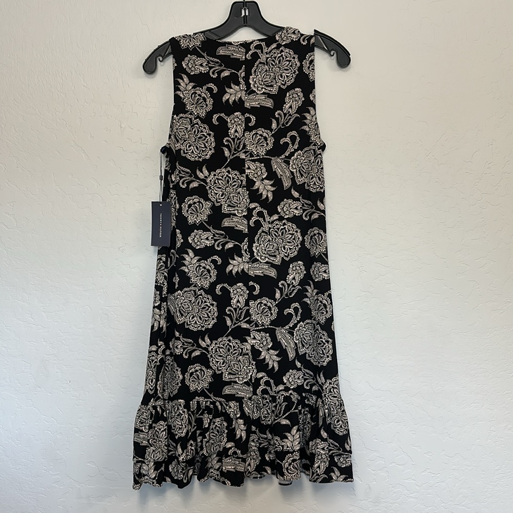 Black and Cream Floral Midi Dress NWT